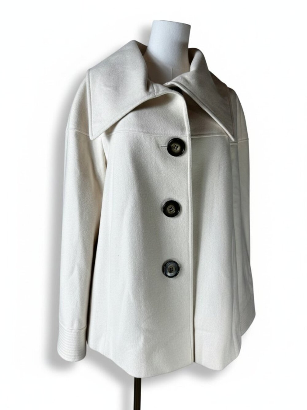 Antonio Melani Cream Wool Blend Oversized Collar Coat Size 12